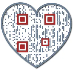 Sydämen muotoinen QR-koodi