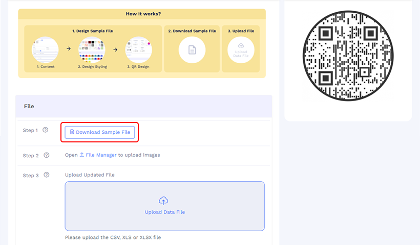 Lataa mallitiedosto, jonka toimitti QRCodeChimp.