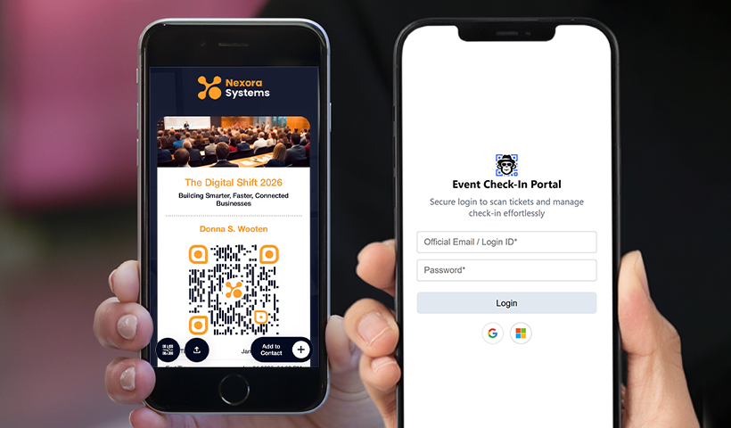 QRCodeChimp event check-in portal login screen on mobile device