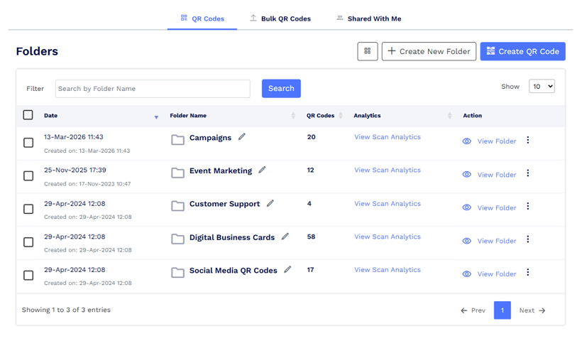 QRCodeChimp folders and asset management 