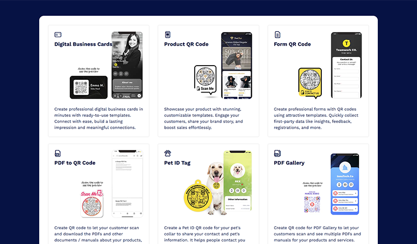 QRCodeChimp's 30+ solutions