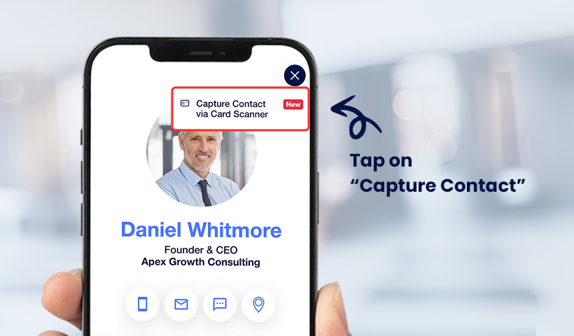 Tap “Capture Contact” option on digital business card