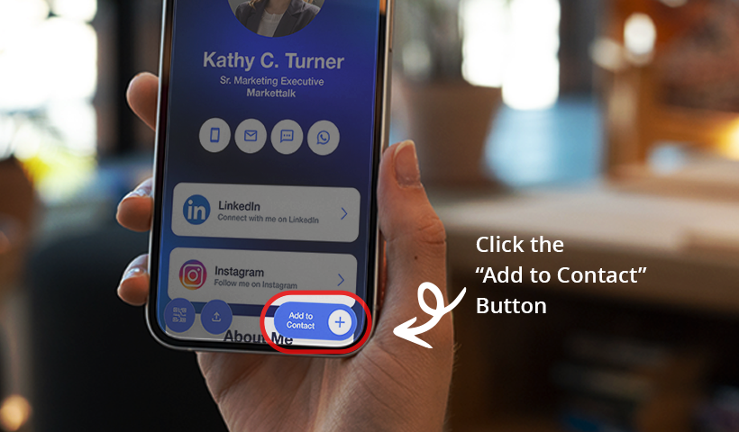 A visitor clicks the Save Contact button