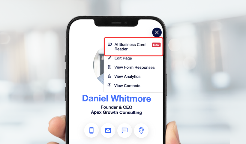 Click AI business card reader to scan and save business card details